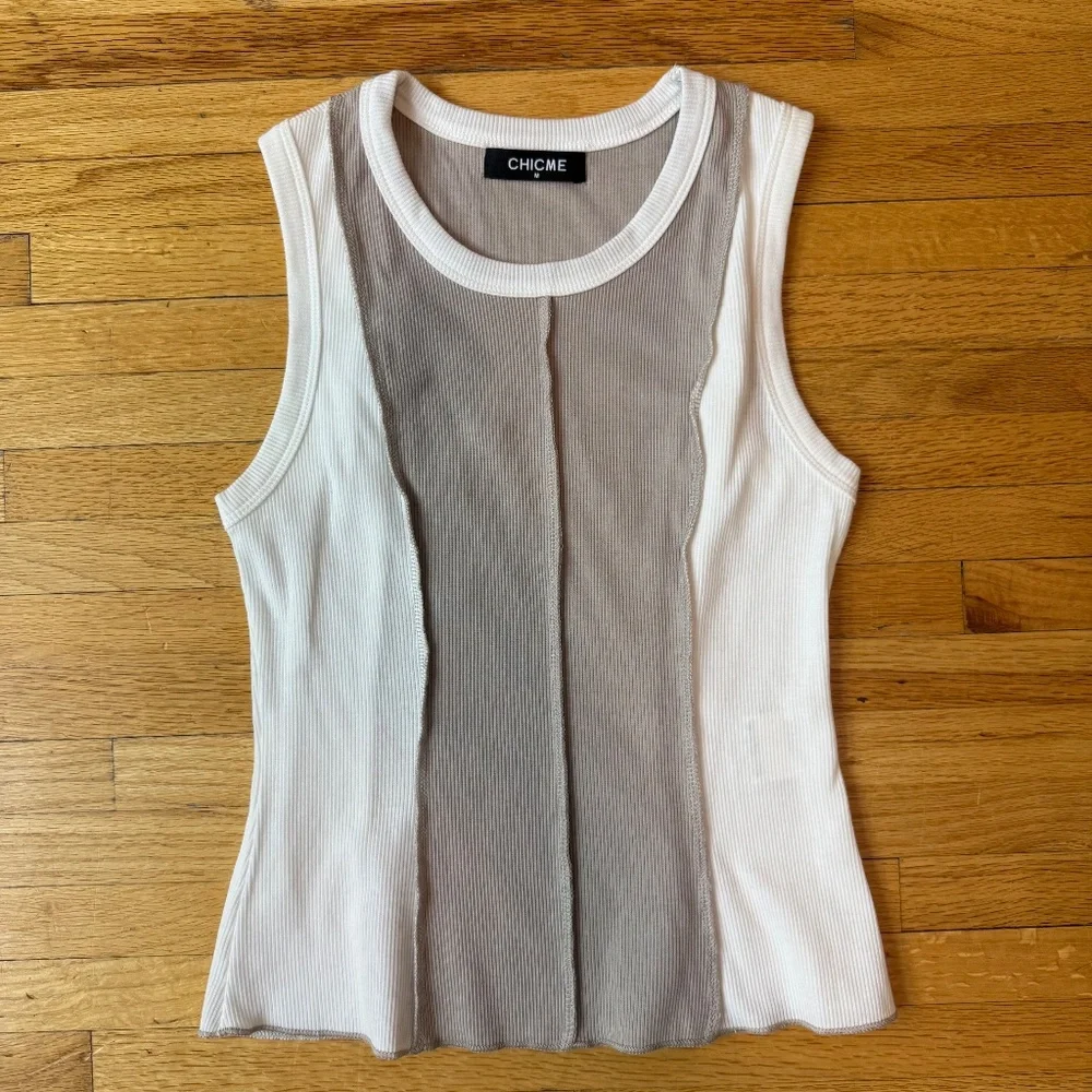 🤍 Y2K Contrast Panel Ribbed Tank Top 🤍 - Picture 6 of 7